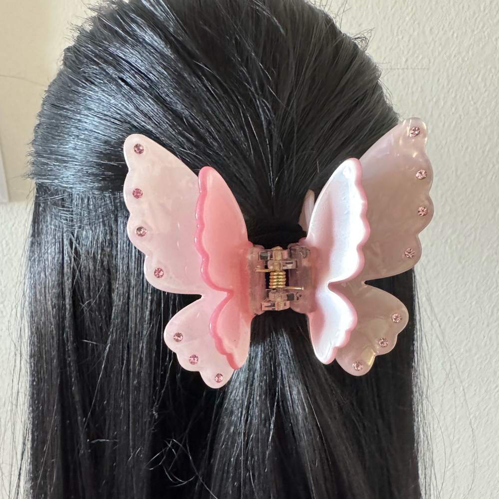 Pink Butterfly Hair Claw Clip